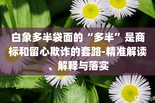 白象多半袋面的“多半”是商標(biāo)和留心欺詐的套路-精準(zhǔn)解讀、解釋與落實(shí)