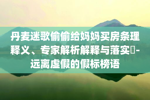 丹麥迷歌偷偷給媽媽買房條理釋義、專家解析解釋與落實?-遠離虛假的假標(biāo)榜語