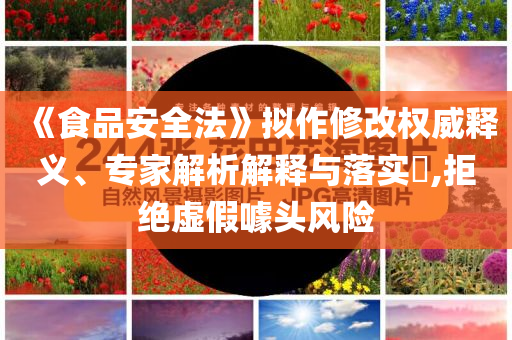 《食品安全法》擬作修改權(quán)威釋義、專家解析解釋與落實(shí)?,拒絕虛假噱頭風(fēng)險(xiǎn)