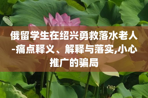 俄留學生在紹興勇救落水老人-痛點釋義、解釋與落實,小心推廣的騙局