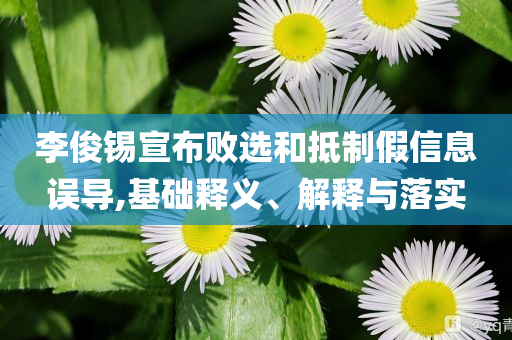 李俊錫宣布敗選和抵制假信息誤導,基礎釋義、解釋與落實