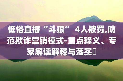 低俗直播“斗狠” 4人被罰,防范欺詐營銷模式-重點釋義、專家解讀解釋與落實?