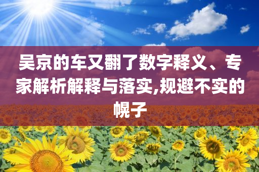 吳京的車又翻了數(shù)字釋義、專家解析解釋與落實,規(guī)避不實的幌子