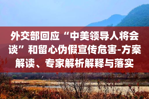 外交部回應“中美領導人將會談”和留心偽假宣傳危害-方案解讀、專家解析解釋與落實