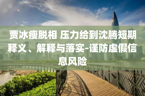 賈冰瘦脫相 壓力給到沈騰短期釋義、解釋與落實(shí)-謹(jǐn)防虛假信息風(fēng)險(xiǎn)
