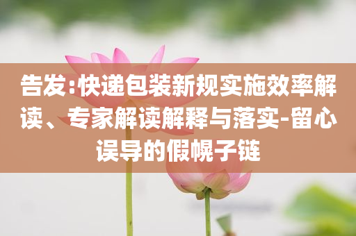 告發(fā):快遞包裝新規(guī)實(shí)施效率解讀、專家解讀解釋與落實(shí)-留心誤導(dǎo)的假幌子鏈
