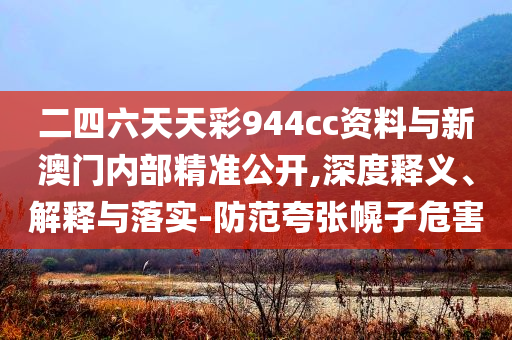 二四六天天彩944cc資料與新澳門內(nèi)部精準(zhǔn)公開,深度釋義、解釋與落實(shí)-防范夸張幌子危害