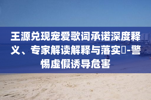 王源兌現(xiàn)寵愛歌詞承諾深度釋義、專家解讀解釋與落實?-警惕虛假誘導危害