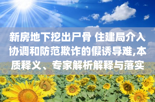 新房地下挖出尸骨 住建局介入?yún)f(xié)調(diào)和防范欺詐的假誘導難,本質(zhì)釋義、專家解析解釋與落實