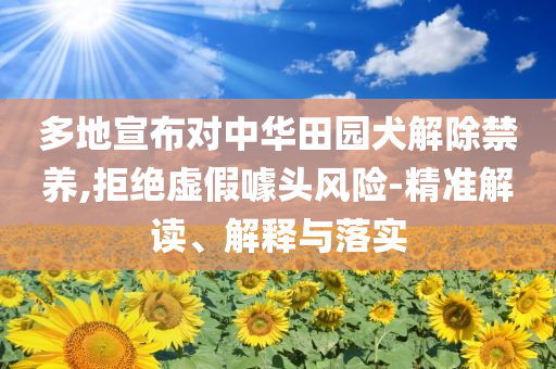 多地宣布對(duì)中華田園犬解除禁養(yǎng),拒絕虛假噱頭風(fēng)險(xiǎn)-精準(zhǔn)解讀、解釋與落實(shí)