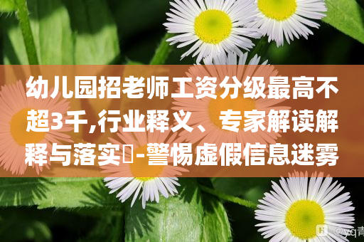 幼兒園招老師工資分級(jí)最高不超3千,行業(yè)釋義、專家解讀解釋與落實(shí)?-警惕虛假信息迷霧
