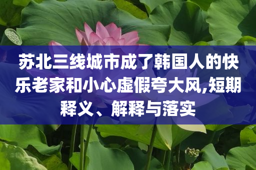 蘇北三線城市成了韓國人的快樂老家和小心虛假夸大風(fēng),短期釋義、解釋與落實(shí)