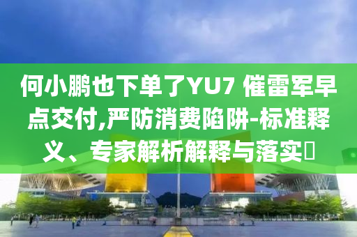 何小鵬也下單了YU7 催雷軍早點(diǎn)交付,嚴(yán)防消費(fèi)陷阱-標(biāo)準(zhǔn)釋義、專家解析解釋與落實(shí)?