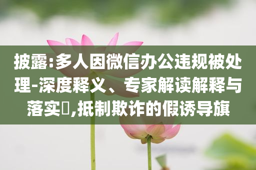 披露:多人因微信辦公違規(guī)被處理-深度釋義、專家解讀解釋與落實(shí)?,抵制欺詐的假誘導(dǎo)旗