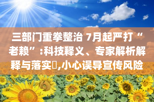 三部門重拳整治 7月起嚴打“老賴”:科技釋義、專家解析解釋與落實?,小心誤導(dǎo)宣傳風(fēng)險