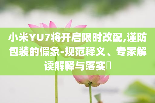 小米YU7將開啟限時改配,謹防包裝的假象-規(guī)范釋義、專家解讀解釋與落實?