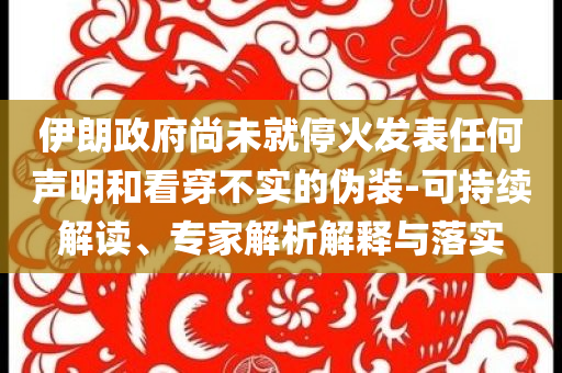 伊朗政府尚未就?；鸢l(fā)表任何聲明和看穿不實(shí)的偽裝-可持續(xù)解讀、專家解析解釋與落實(shí)