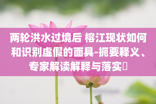 兩輪洪水過境后 榕江現(xiàn)狀如何和識別虛假的面具-扼要釋義、專家解讀解釋與落實(shí)?