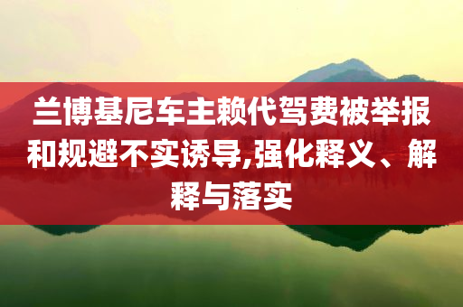 蘭博基尼車主賴代駕費被舉報和規(guī)避不實誘導,強化釋義、解釋與落實