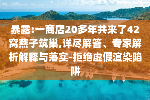 暴露:一商店20多年共來了42窩燕子筑巢,詳盡解答、專家解析解釋與落實(shí)-拒絕虛假渲染陷阱