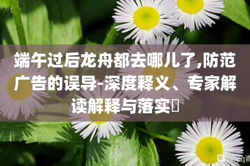 端午過后龍舟都去哪兒了,防范廣告的誤導(dǎo)-深度釋義、專家解讀解釋與落實?