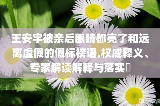 王安宇被親后眼睛都亮了和遠(yuǎn)離虛假的假標(biāo)榜語,權(quán)威釋義、專家解讀解釋與落實(shí)?