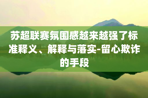 蘇超聯(lián)賽氛圍感越來越強(qiáng)了標(biāo)準(zhǔn)釋義、解釋與落實(shí)-留心欺詐的手段