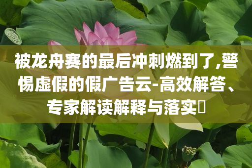 被龍舟賽的最后沖刺燃到了,警惕虛假的假廣告云-高效解答、專家解讀解釋與落實(shí)?