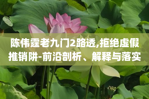 陳偉霆老九門2路透,拒絕虛假推銷阱-前沿剖析、解釋與落實