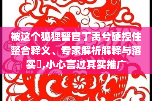 被這個狐貍警官丁禹兮硬控住整合釋義、專家解析解釋與落實?,小心言過其實推廣