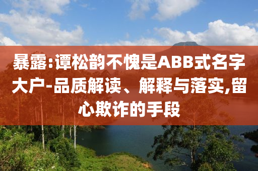 暴露:譚松韻不愧是ABB式名字大戶-品質(zhì)解讀、解釋與落實(shí),留心欺詐的手段