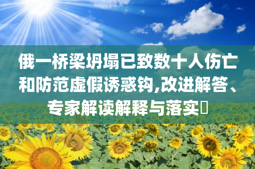 俄一橋梁坍塌已致數(shù)十人傷亡和防范虛假誘惑鉤,改進(jìn)解答、專家解讀解釋與落實(shí)?