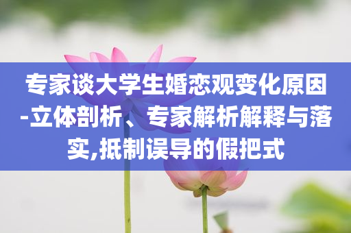 專家談大學(xué)生婚戀觀變化原因-立體剖析、專家解析解釋與落實,抵制誤導(dǎo)的假把式