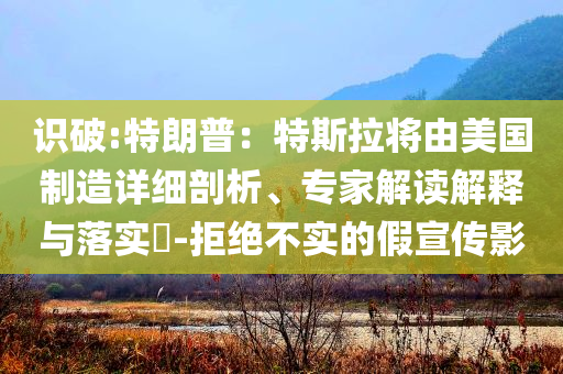 識破:特朗普：特斯拉將由美國制造詳細剖析、專家解讀解釋與落實?-拒絕不實的假宣傳影