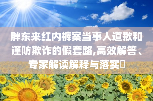 胖東來紅內(nèi)褲案當事人道歉和謹防欺詐的假套路,高效解答、專家解讀解釋與落實?
