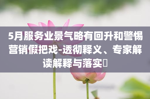 5月服務業(yè)景氣略有回升和警惕營銷假把戲-透徹釋義、專家解讀解釋與落實?