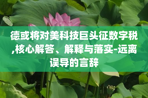 德或?qū)γ揽萍季揞^征數(shù)字稅,核心解答、解釋與落實-遠離誤導(dǎo)的言辭