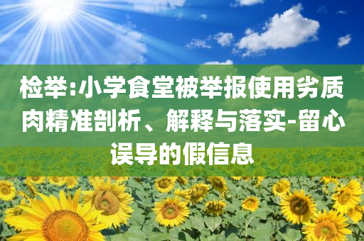 檢舉:小學(xué)食堂被舉報(bào)使用劣質(zhì)肉精準(zhǔn)剖析、解釋與落實(shí)-留心誤導(dǎo)的假信息