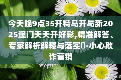 今天晚9點(diǎn)35開特馬開與新2025澳門天天開好彩,精準(zhǔn)解答、專家解析解釋與落實(shí)?-小心欺詐營(yíng)銷