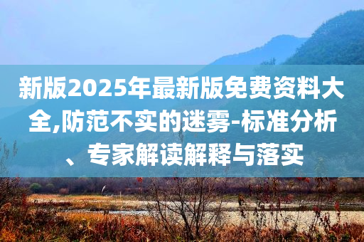 新版2025年最新版免費資料大全,防范不實的迷霧-標準分析、專家解讀解釋與落實