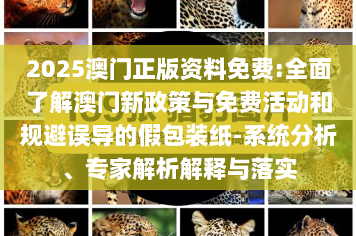 2025澳門正版資料免費(fèi):全面了解澳門新政策與免費(fèi)活動(dòng)和規(guī)避誤導(dǎo)的假包裝紙-系統(tǒng)分析、專家解析解釋與落實(shí)