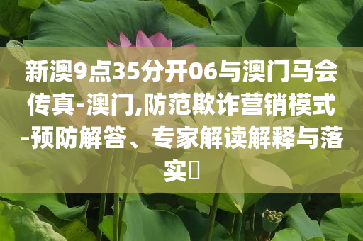 新澳9點(diǎn)35分開(kāi)06與澳門馬會(huì)傳真-澳門,防范欺詐營(yíng)銷模式-預(yù)防解答、專家解讀解釋與落實(shí)?