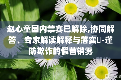 趙心童國內(nèi)禁賽已解除,協(xié)同解答、專家解讀解釋與落實?-謹防欺詐的假營銷霧
