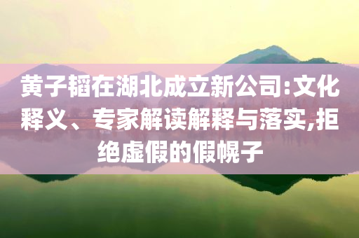 黃子韜在湖北成立新公司:文化釋義、專家解讀解釋與落實,拒絕虛假的假幌子