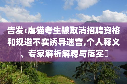 告發(fā):虐貓考生被取消招聘資格和規(guī)避不實(shí)誘導(dǎo)迷宮,個(gè)人釋義、專家解析解釋與落實(shí)?