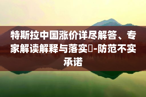 特斯拉中國(guó)漲價(jià)詳盡解答、專家解讀解釋與落實(shí)?-防范不實(shí)承諾