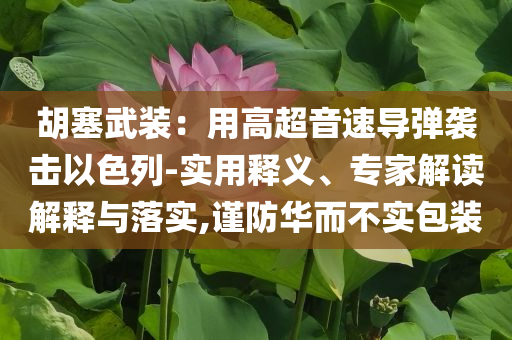 胡塞武裝：用高超音速導(dǎo)彈襲擊以色列-實(shí)用釋義、專(zhuān)家解讀解釋與落實(shí),謹(jǐn)防華而不實(shí)包裝