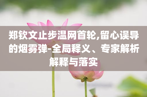 鄭欽文止步溫網(wǎng)首輪,留心誤導的煙霧彈-全局釋義、專家解析解釋與落實