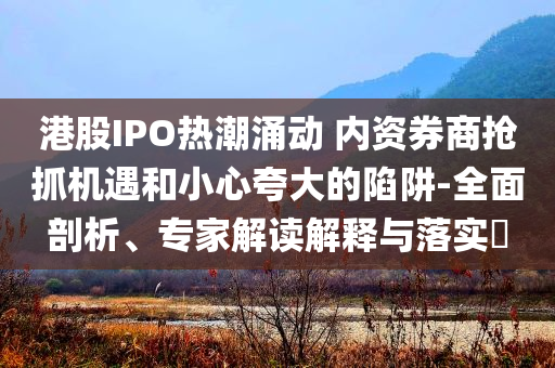 港股IPO熱潮涌動 內(nèi)資券商搶抓機遇和小心夸大的陷阱-全面剖析、專家解讀解釋與落實?
