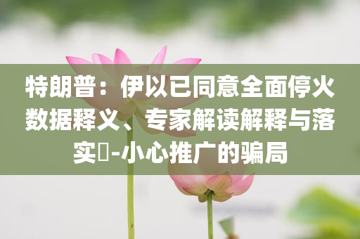 特朗普：伊以已同意全面停火數(shù)據(jù)釋義、專(zhuān)家解讀解釋與落實(shí)?-小心推廣的騙局